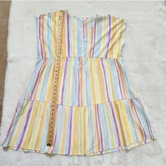 Time and Tru Women's Woven Print Dress with Flounce Hem V-Neck Size XXL - Picture 3 of 15